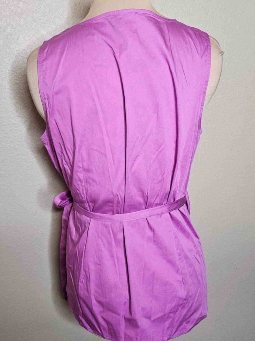 Ann Taylor - 12 Orchid Cotton Sleeveless Wrap Blouse - Picture 4 of 8